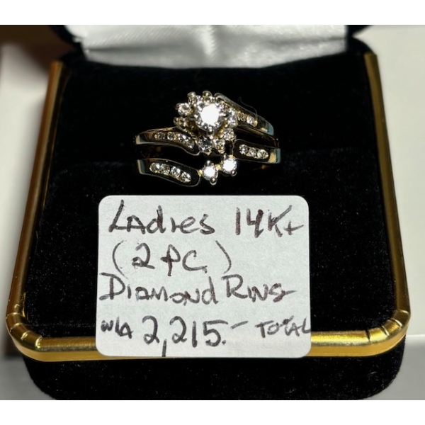 LADIES 14KT 2 PIECE DIAMOND RING W/A $2,215 SZ 6