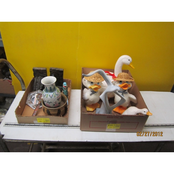 2 FLATS OF MISC. FIGURINES & DÉCOR