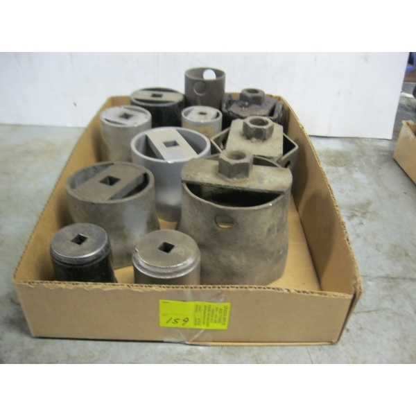 BOX OF LARGE WHEEL NUT SOCKETS