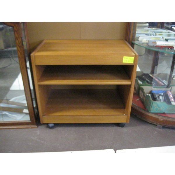 MCM TEAK STAND ON CASTORS