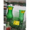 Image 1 : 3 GREEN E.O. BRODIE VINTAGE CLEVELAND GLASS VASES