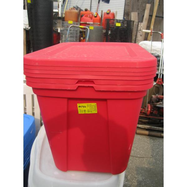 3 RED BINS & 4 LIDS