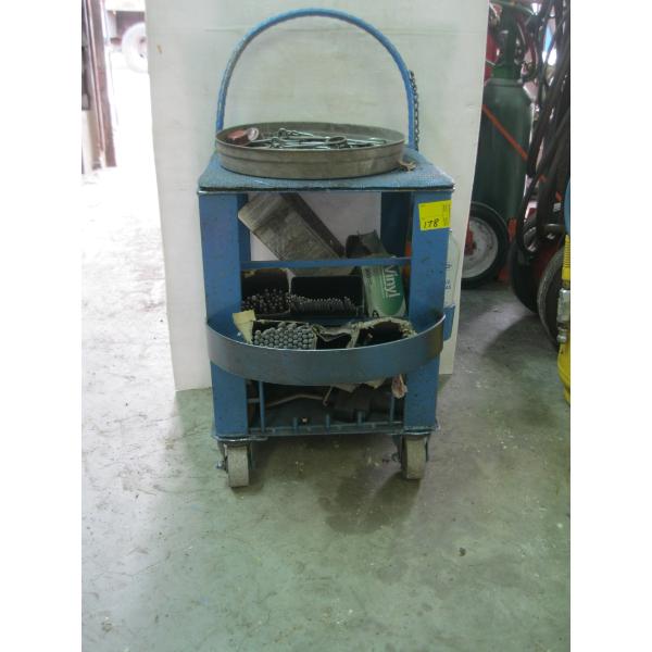 SM. ROLLING CART W/MISC. WELDING ROD, ETC.
