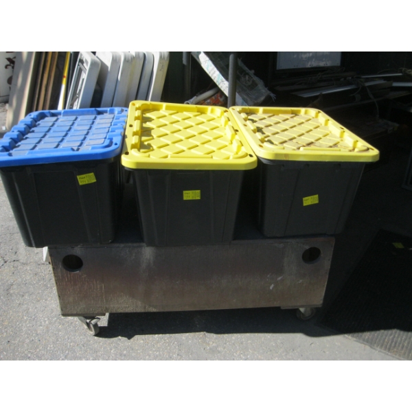 PLASTIC STORAGE BINS W/ASST'D XMAS CONTENTS