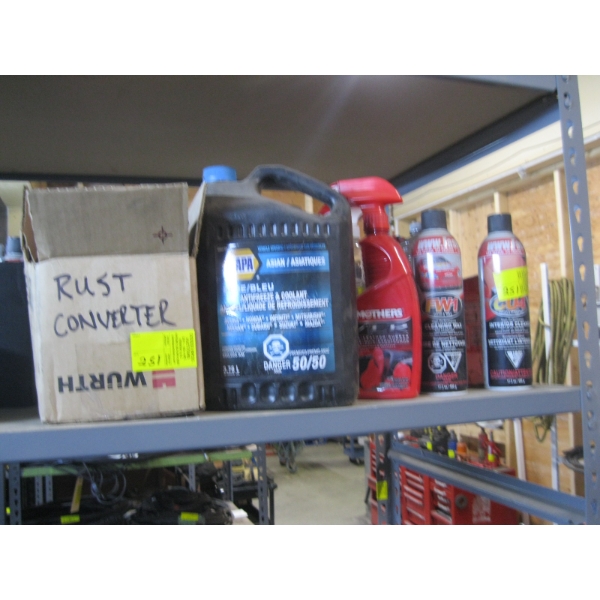 LG. LOT OF MISC. CLEANERS, OILS, ANTIFREEZE, ETC.