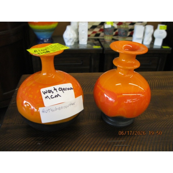 2 WEST GERMAN MCM HUTSCHENREUTHER VASES