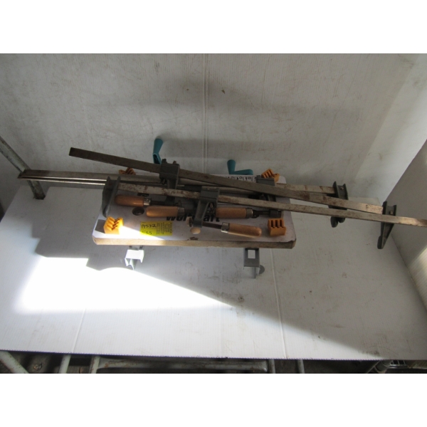 SMALL CLAMPING WORK TABLE & ASST. SLIDING CLAMPS