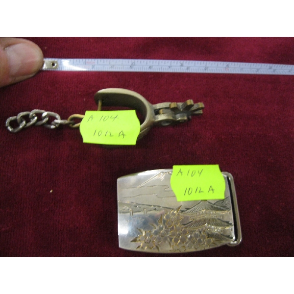 NAVAJO MINI SPUR & A SILVER BELT BUCKLE