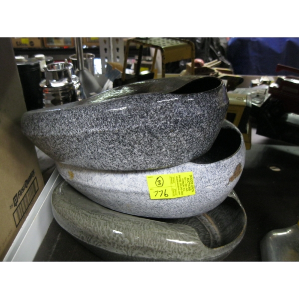 3 ENAMEL BEDPANS