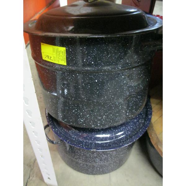 2 ENAMEL CANNER POTS