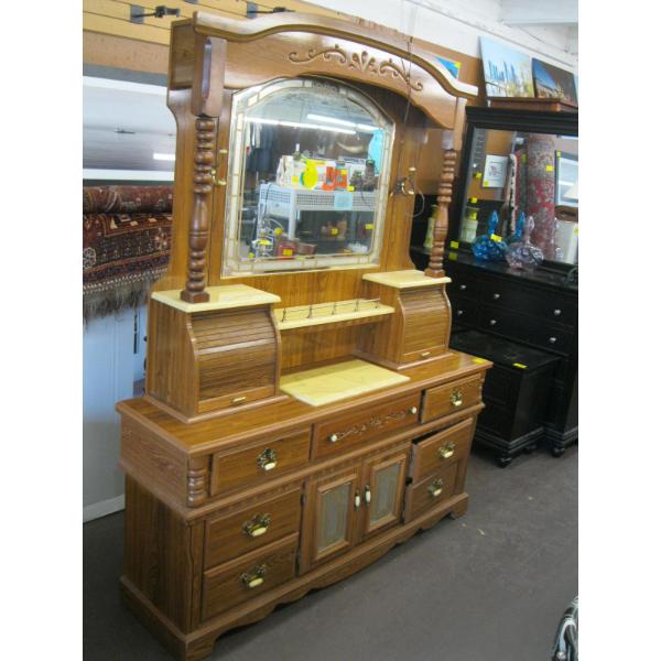 COMPLETE BEDROOM SUITE: MIRRORED DRESSER, CHEST OF DRAWER, 2 NIGHTSTANDS - NOT ELECTRIC BED