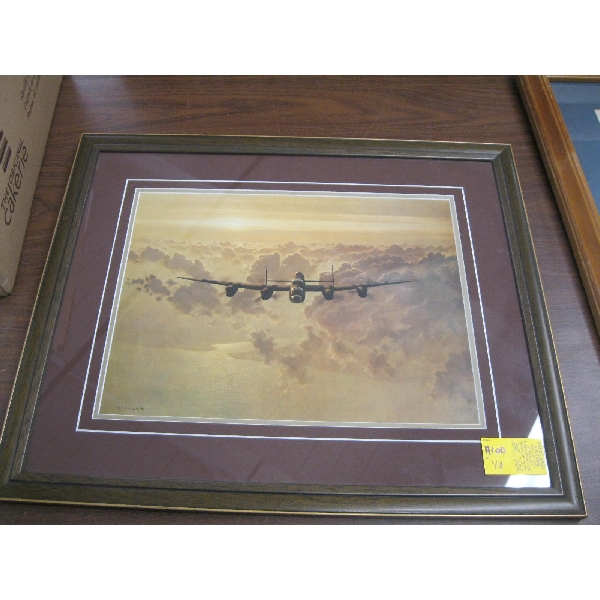 FRAMED PRINT OF LANCASTER BOMBER BY GERALD COULSON