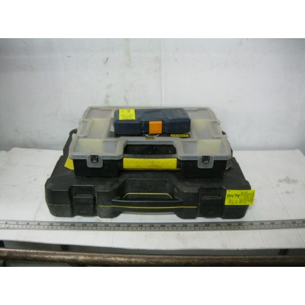 3 CASES W/MISC. CONTENTS: DRILL BIT SET, SOCKET SET, ASST. ELECTRICAL ITEMS