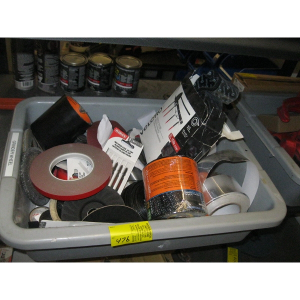 BIN OF MISC. WIRE, TAPE, VELCRO, ETC.