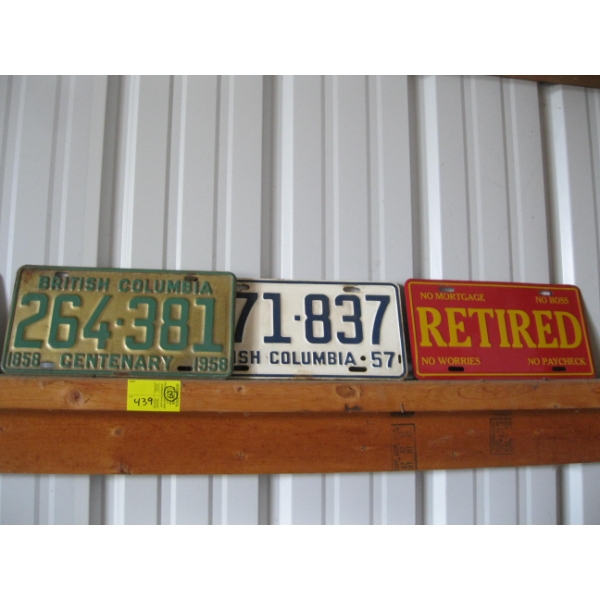 1958 & 1957 & RETIRED LICENCE PLATES