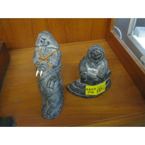 2 LG. WOLF SCULPTURE FIGURINES