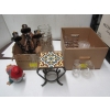 Image 1 : 2 BOXES OF MISC. CANDLE HOLDER, GNOME, GLASSES, ETC.