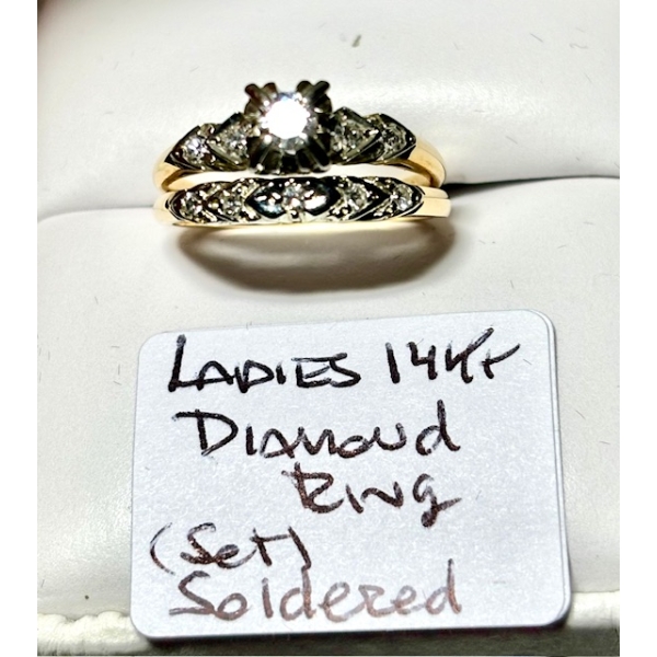 LADIES 14KT DIAMOND RING (SET SOLDERED), SZ 6