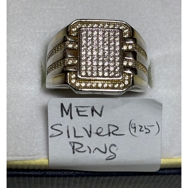 MENS .925 SILVER RING, SZ 8 1/2