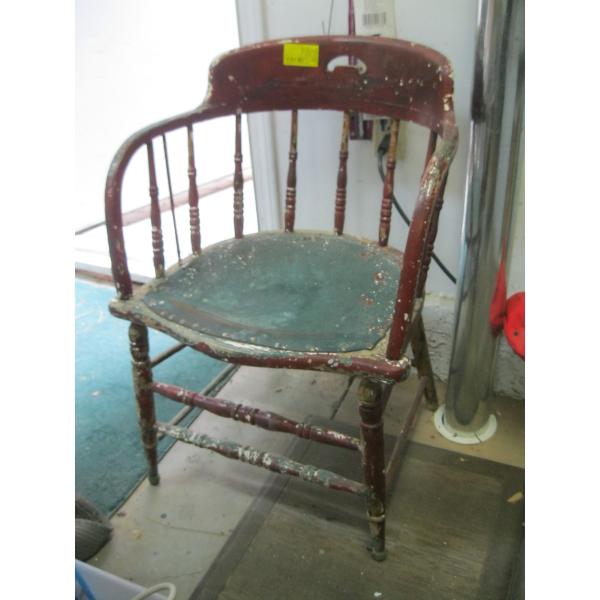 ANTIQUE WOODEN CABOOSE CHAIR
