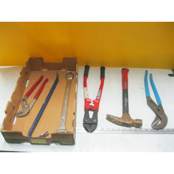 LG. PIPE WRENCHES, HAMMER, BOLT CUTTER, ETC.