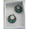 Image 2 : PAIR OF STERLING SILVER SIGNED EARRINGS W/TURQUOISE STONES, NO HOOKS