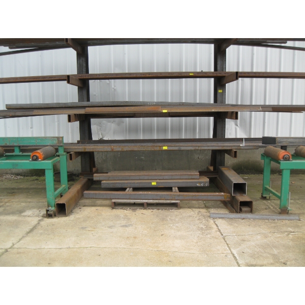 4 SHELVES OF STEEL, TUBING, ANGLE IRON, ETC.