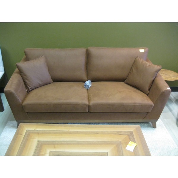 BROWN SOFA W/CUSHIONS 
