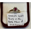 Image 1 : LADIES 10KT RING W/RED STONE & SM. DIAMONDS SZ 7 1/2