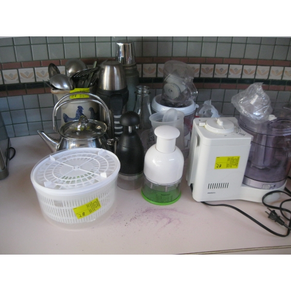 MISC. UTENSILS, THERMOSES, FOOD PROCESSOR, ETC.