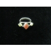 Image 2 : SILVER RING W/CORAL STONE - 950 STAMPED - SZ 10