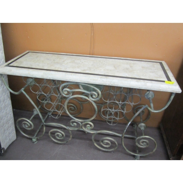 METAL WINE RACK W/GRANITE LOOK TOP