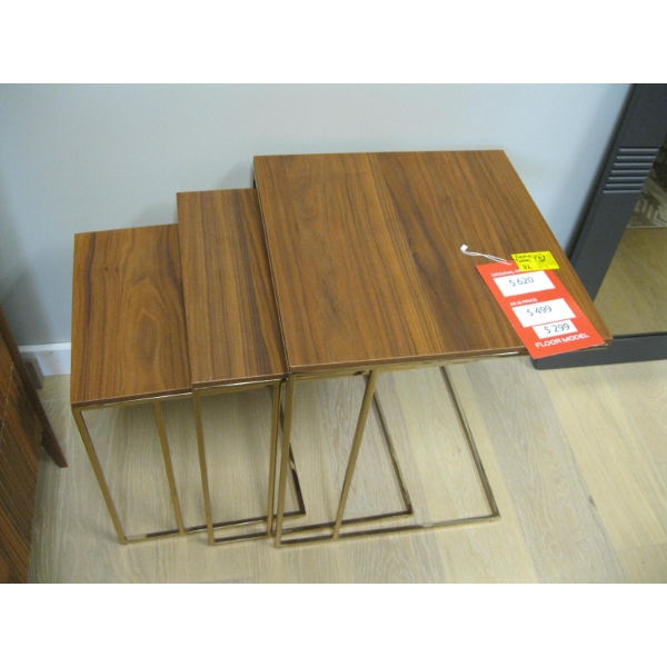 SET OF NESTING TABLES W/BRASS FRAME