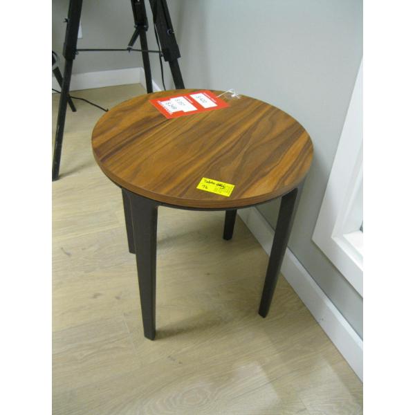 ROUND WOOD TOPPED END TABLE