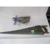 Image 2 : LG. LOT OF VINTAGE HAND TOOLS - CHISELS, HAND SAW, ETC. & A CAST IRON PAN