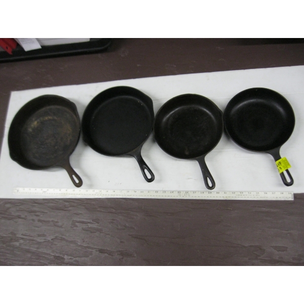 4 CAST IRON FRY PANS