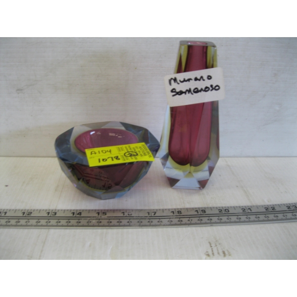 2 MURANO SOMMERSO VASES & DISH