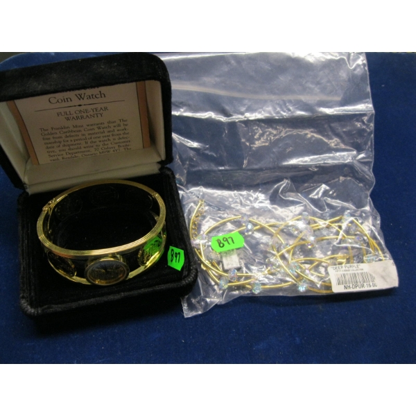5TH AVENUE COLLECTION NECKLACE & A GOLDEN CARIBBEAN COIN WATCH