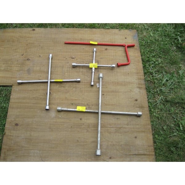 3 WHEEL WRENCHES & A JACK HANDLE