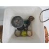 Image 2 : BUCKET W/BASEBALL GLOVES, WEIGHTS