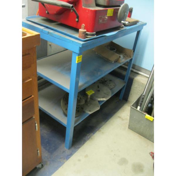 BLUE METAL FRAMED STAND