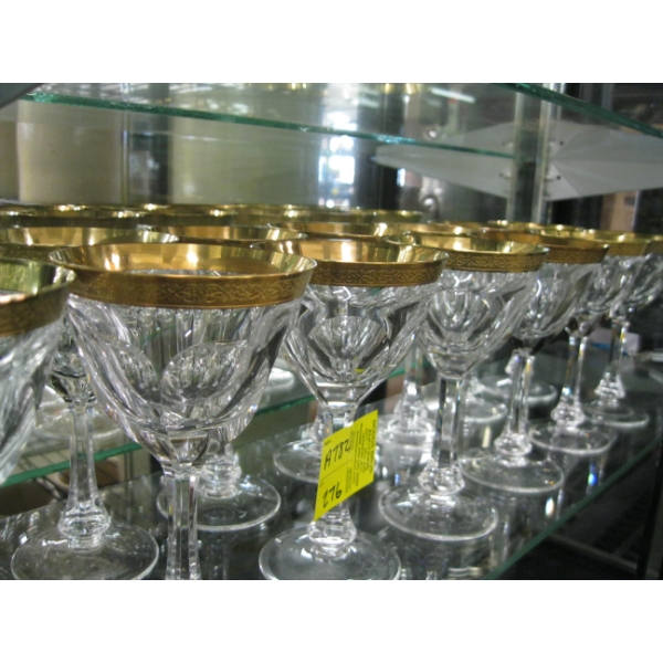 14 MOSERS 24KT GOLD RIM CRYSTAL WINEGLASSES