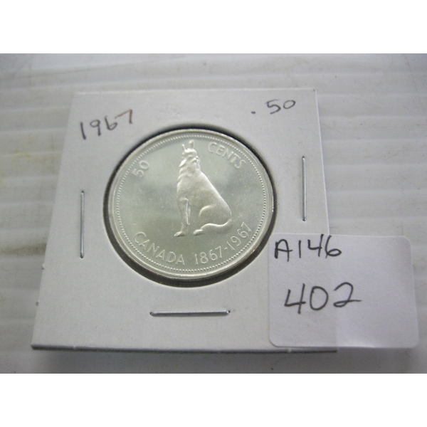 1967 CDN SILVER 50 CENT COIN - THE WOLF