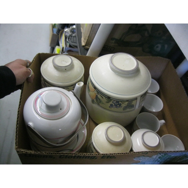 CANNISTER SET, TEAPOT, ETC.