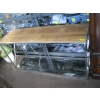Image 1 : CHROME FRAMED WOOD TOP TABLE W/MIRRORED BASE
