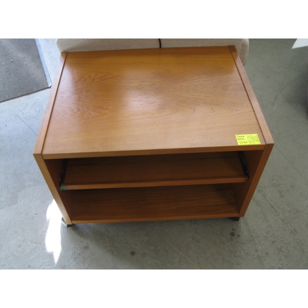 TEAK TV STAND ON CASTORS