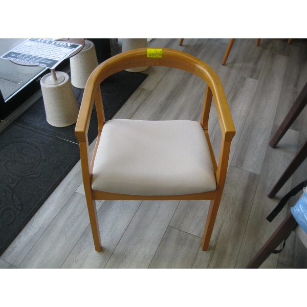 LIGHT UPHOLSTERED WOOD FRAMED DINING CHAIR