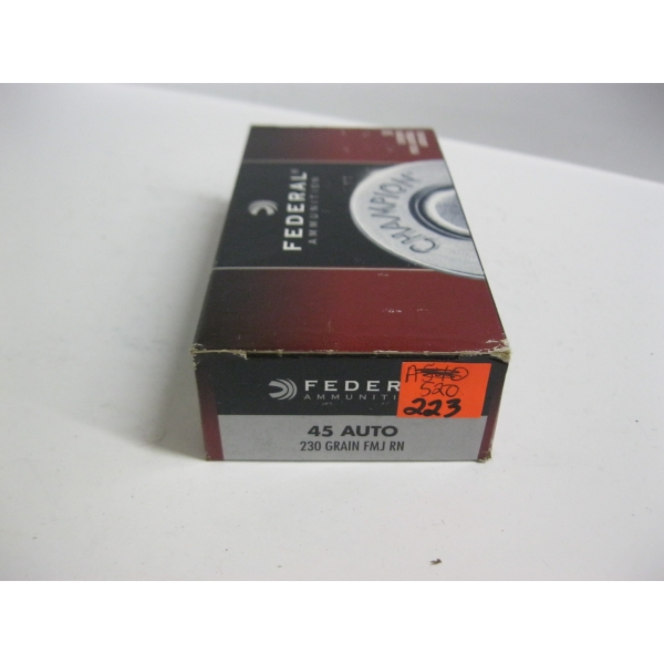 FEDERAL 45 AUTO 230GRS FMJ RN|1X50 CENTERFIRE CARTRIDGES