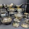 Image 2 : LG. LOT OF SILVER PLATED CUPS, BOWLS, VASES, ETC.