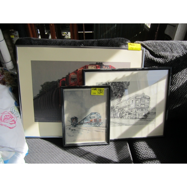 3 FRAMED TRAIN PICTURES